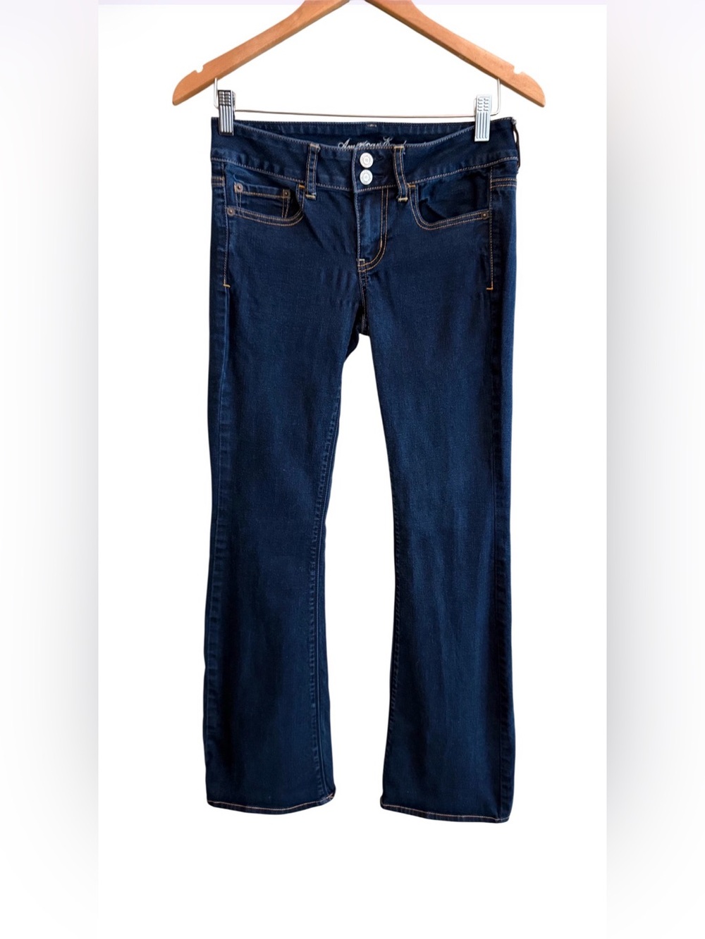 American Eagle Outfitters Super Stretch Dark Indigo Flare Artist Jeans